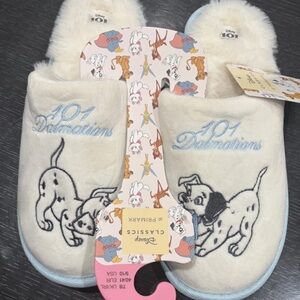 101 Dalmatians Womens Fuzzy Mule Slippers Size Large 9/10 Primark NEW